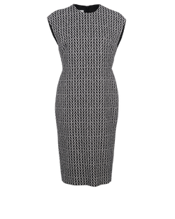 Valentino V Logo Midi Dress, Cotton, Black/White, UK12, 3*