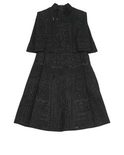 Valentino Embellished Perforated Mini Dress, Wool, Black, UK6