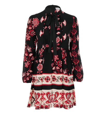 RedValentino Tie-Neck Floral Mini Dress, front view