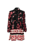 RedValentino Tie-Neck Floral Mini Dress, front view