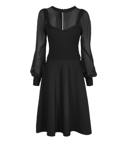 Valentino Sheer Sleeve Knitted Midi Dress, front view