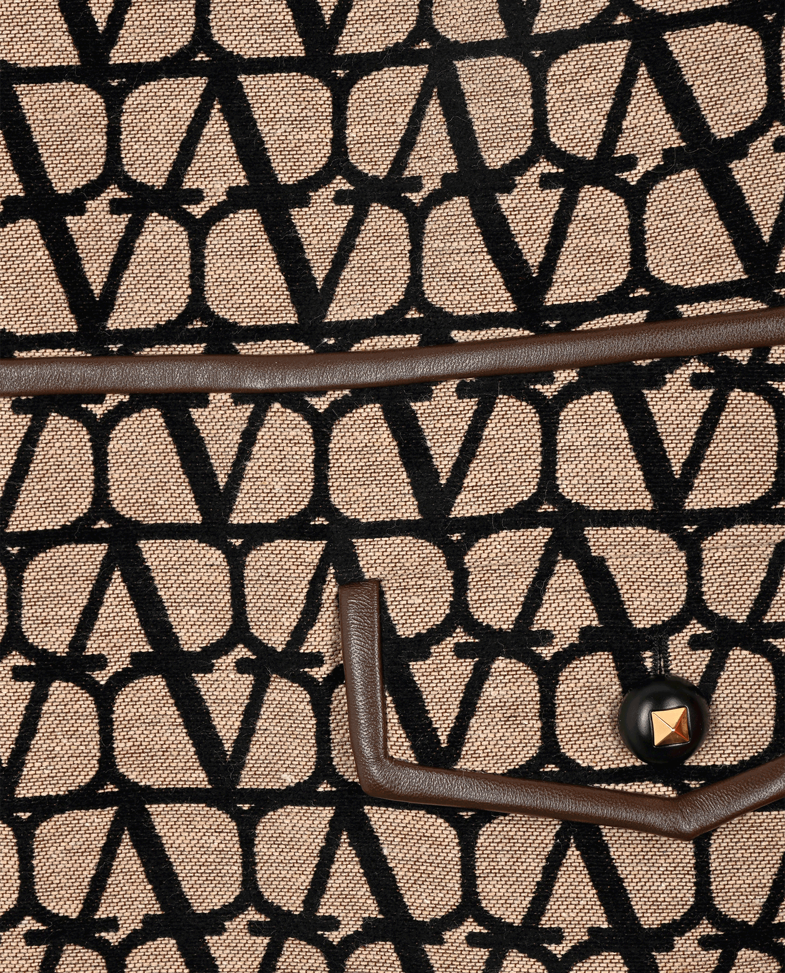 Valentino V Logo Short Sleeve Dress, &pound;450, Clothing, Beige/Black, Cotton/Lambskin Leather/Polyester Mix, Other view