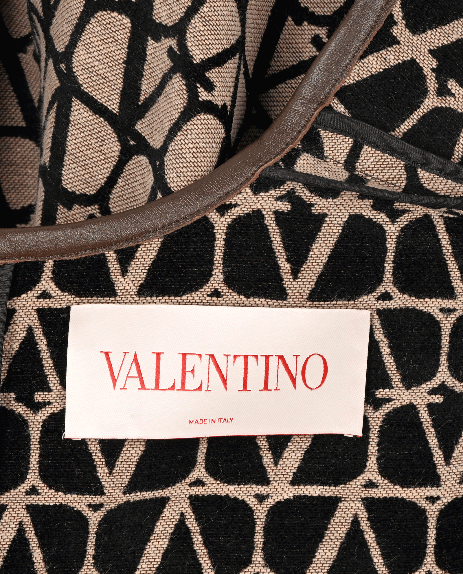Valentino V Logo Short Sleeve Dress, &pound;450, Clothing, Beige/Black, Cotton/Lambskin Leather/Polyester Mix, Other view