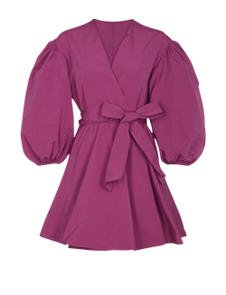 Valentino V Neck Micro Faille Puff Skirt Dress, Pink, UK14, 3*, XY