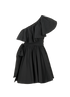 Valentino One Shoulder Frill Mini Dress, &pound;595, Clothing, Black, Cotton, Back view