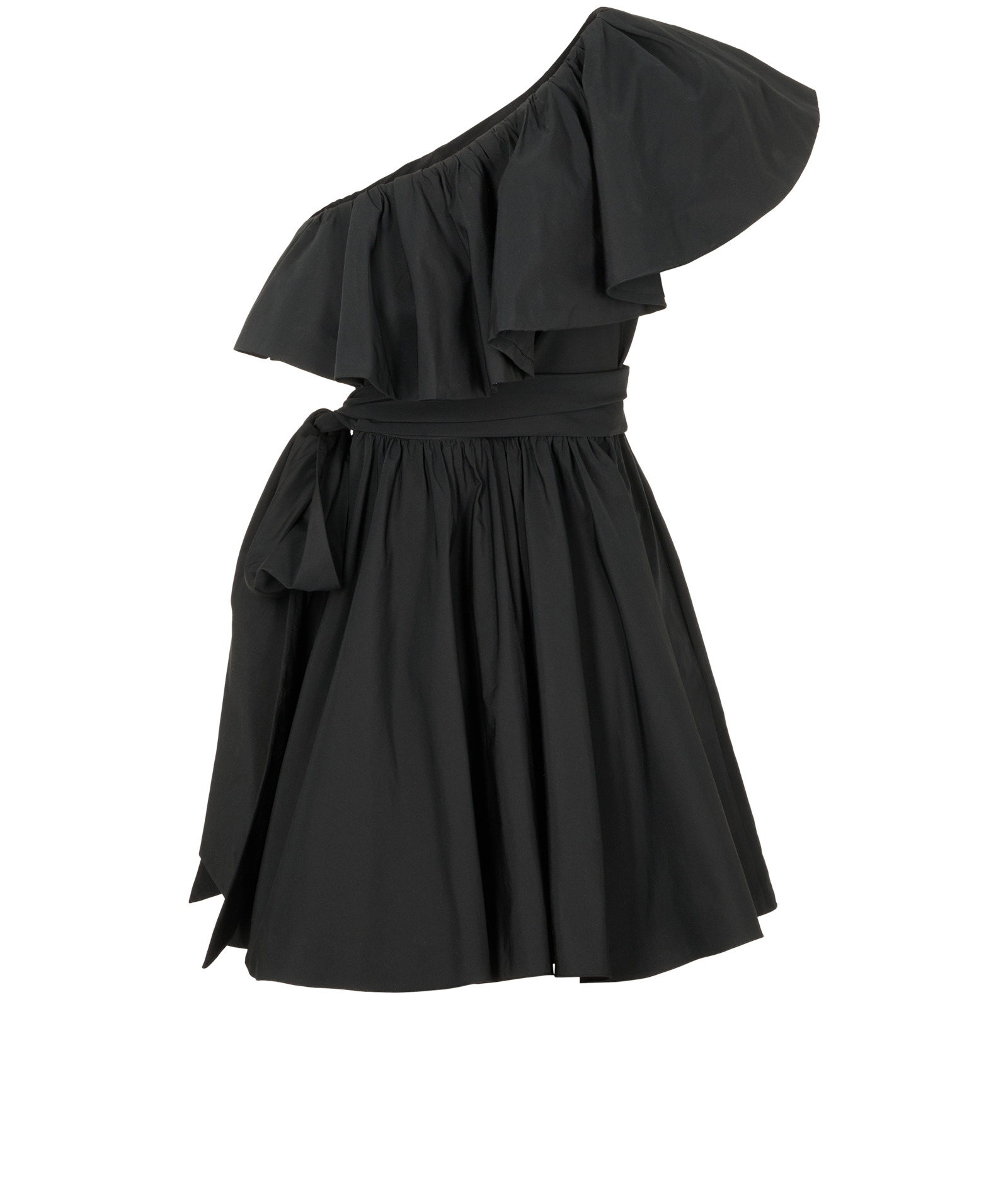Valentino One Shoulder Frill Mini Dress, &pound;595, Clothing, Black, Cotton, Back view