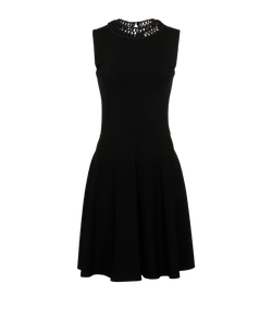 Valentino Crochet Neckline Sleeveless Dress, Viscose/Poly, Black, Sz M, 2*