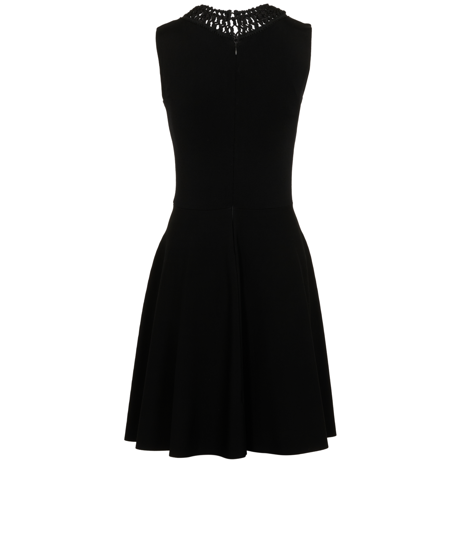 Valentino Crochet Neckline Sleeveless Dress, &pound;220, Clothing, Black, Polyester/Viscose, Back view