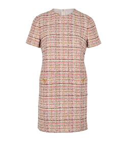 Valentino V Logo Metallic Tweed Dress, Viscose, White/Red/Green, UK 10, 3*