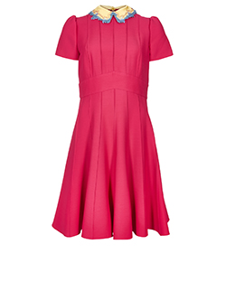 Valentino Panelled Silk Collar Dress, Silk/Viscose, Pink/Yellow, UK 12