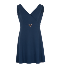 Valentino V Logo Mini Dress, Wool, Blue, UK10, 3*
