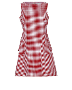 Red Valentino Gingham Pocket Dress, Cotton, White/Red, 14, 2*    