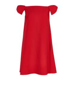 Valentino Bow-Detail Off-Shoulder Dress, Virgin Wool, Red, UK 10, 3*