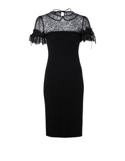 REDValentino Lace Detail Knitted Dress, Rayon/Polyamide, Black, M, 3*