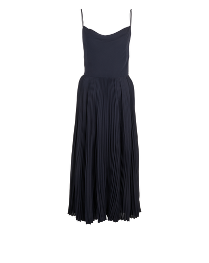 Valentino Occasion Pleated Dress, &pound;495, Clothing, Navy, Silk, Front view