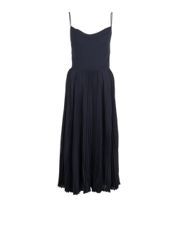 Valentino Occasion Pleated Dress, Silk, Navy, UK12, 1*