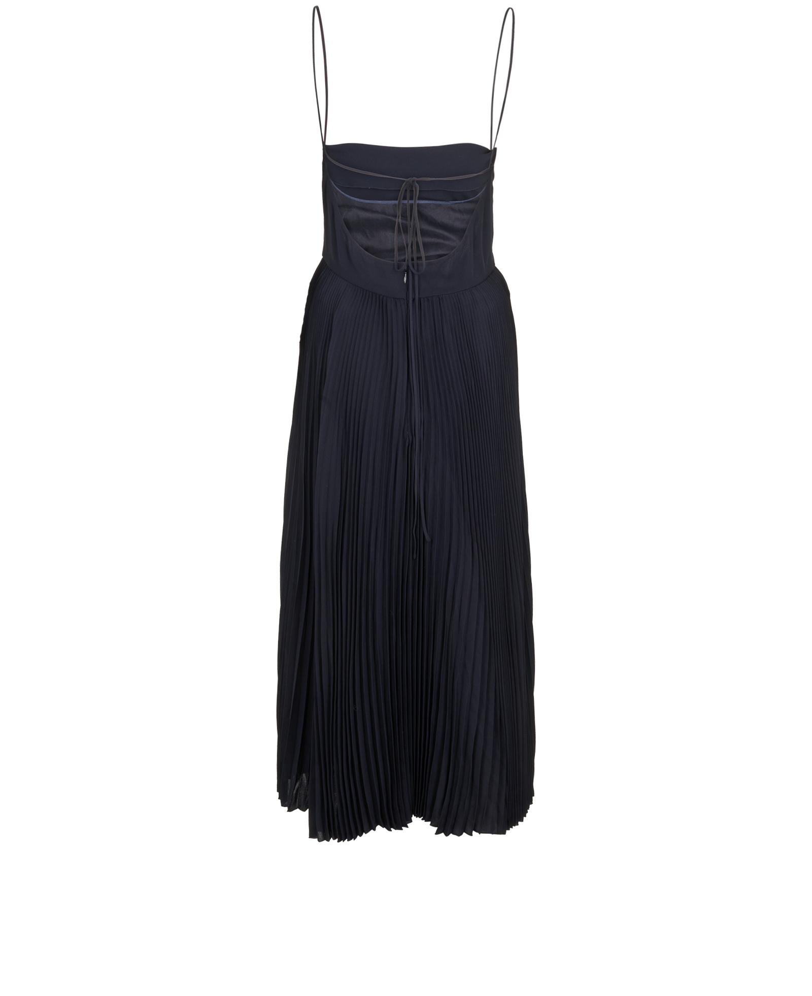 Valentino Occasion Pleated Dress, &pound;495, Clothing, Navy, Silk, Back view