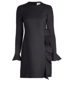 Valentino Frill Dress, Wool, Black, Sz 8, 4*