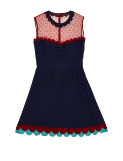Red Valentino Lace Panelled Dress, Polyamide, Blue, UK10, 2*