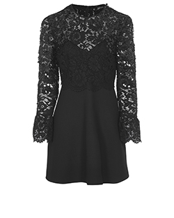 Valentino Sequin Lace Mini Dress, Lace/Crepe, Black, 10, 3*