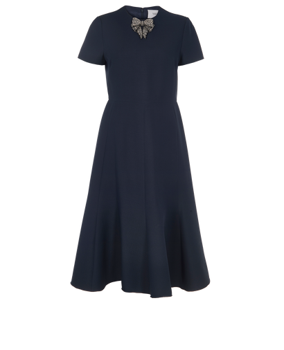 Valentino Embellished Midi Dress, &pound;280, Clothing, Navy, Wool, Front view