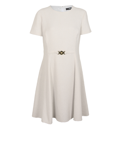 Versace Belted Medusa Dress, &pound;180, Clothing, White, Cotton, Front view