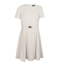 Versace Belted Medusa Dress, Cotton, White, UK16, 1*