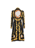 Versace Cameo Midi Shirt Dress, £395, Clothing, Black/Yellow, Silk, Back view