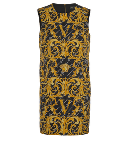 Versace Print Mini Dress, Silk/Acetate, Yellow/Black, UK8, 2*
