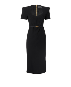 Versace Medusa Belted Dress, Viscose, Black, UK8, 2*