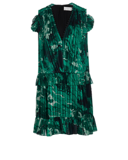 Victoria Beckham Ruffled Sleeveless Dress, Polyester, Green, UK14