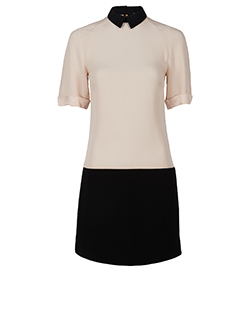 Victoria Beckham Collar Shift Dress, Acetate/Viscose, Black/Cream, UK 6