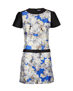 Victoria Beckham Floral Shift Dress, Silk, Blue Multi, UK 6