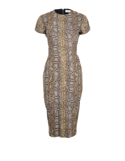Victoria Beckham Snake Print Jacquard Dress, Cotton, Brown, UK 6, 2*
