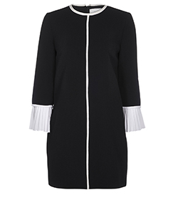 Victoria Beckham Pleated Cuff Detail Mini Dress, Wool, Black, 8, 2*