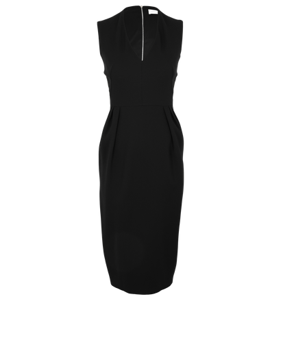 Victoria Beckham V-Neck Midi Dress, £90, Clothing, Black, Polyester (Polymer), Front view
