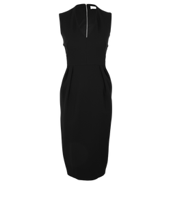 Victoria Beckham V-Neck Midi Dress, Triacetate/Poly, Black, UK 6, 3*