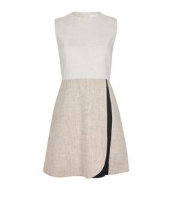 Victoria Beckham Sleeveless Midi Dress, Linen, Beige, UK10, 3*