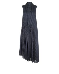 Victoria By Victoria Beckham Pinstripe Sleeveless Dress, Linen, Blue, UK12