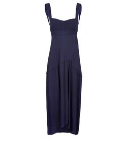 Victoria Beckham Patchwork Sleeveless Dress, Viscose, Blue, UK14, 3*