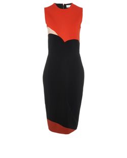 Victoria Beckham Bodycon Dress, Viscose, Black/Multi, UK 12, 2*