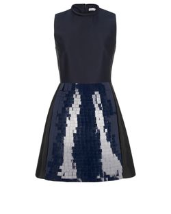 Victoria By Victoria Beckham Sleeveless Dress,Polyester,Black/Blue,UK12