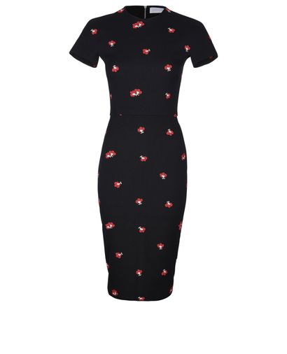Victoria Beckham Bodycon Flower Dress, &pound;80, Clothing, Black/Red, Cotton, Front view