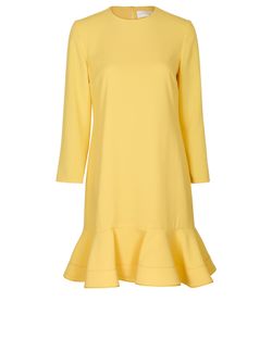 Victoria Beckham Flared Hem Dress, Polyester, Yellow, UK10, 3*