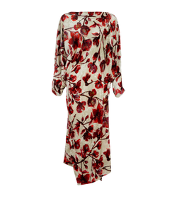 Vivienne Westwood Velvet Floral Dress,Viscose,Cream/Red,UK20, 2*