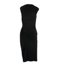 Louis Vuitton Vintage Ruches Midi Dress, Viscose, Black, Sz S, 2*