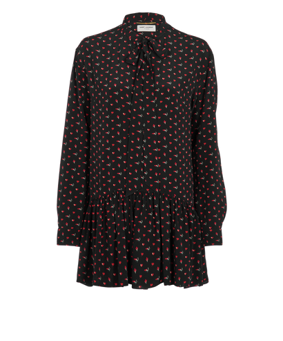 Saint Laurent Long Sleeve Mini Print Dress, front view