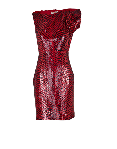 Saint Laurent Animal Print Sequined Dress, front view