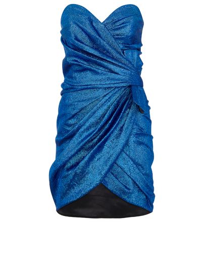 Saint Laurent Strapless Lamé Mini Dress, front view