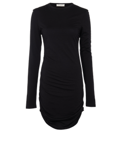 Saint Laurent Ruched Mini Dress, Wool, Black, Sz XL, 3*